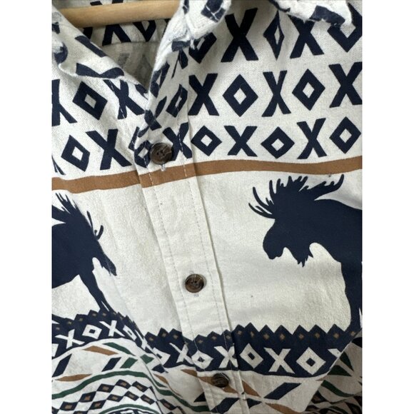 Chaps Men M Brushed Cotton Long Sleeve Chamois Shirt Moose Outdoors Southwestern - Picture 5 of 7